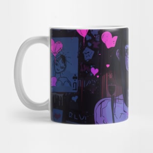 Cyberpunk Girl Pink Hearts Mug